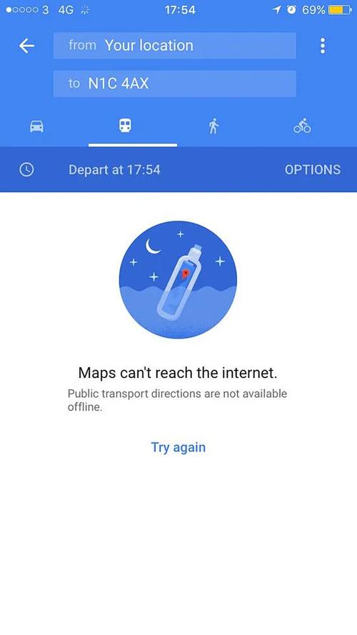 google地图处于离线状态缩略图
