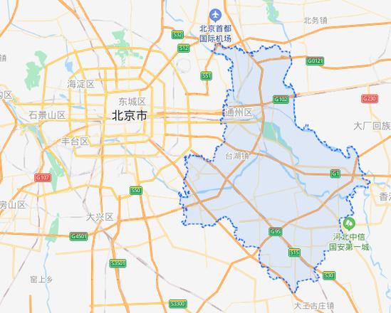 北京通州位置(地图)