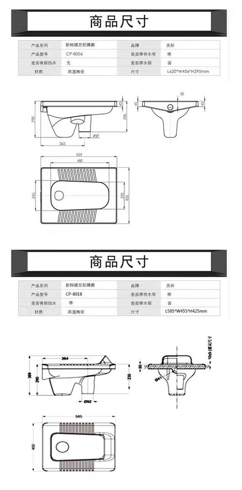 蹲便器尺寸标准尺寸图