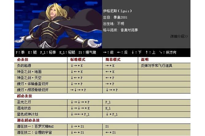 拳皇2001零出招表