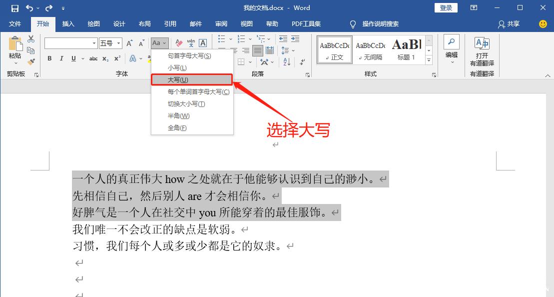 word字母大小写转化