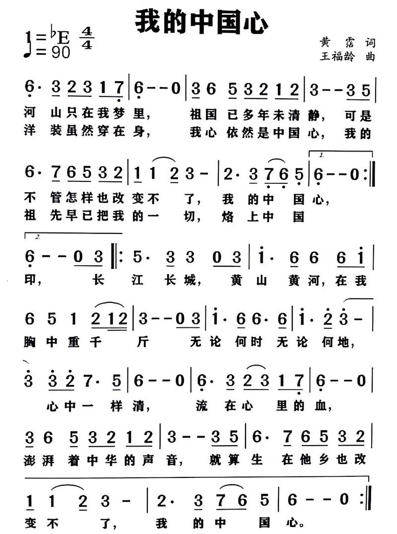 《我的中国心》简谱缩略图