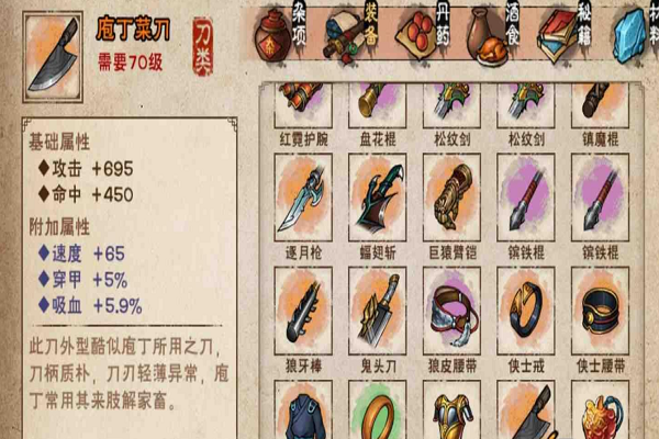 烟雨江湖70级装备大全图标