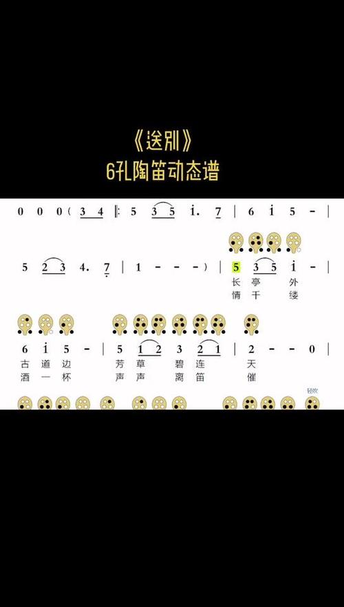 六孔陶笛送别曲谱缩略图