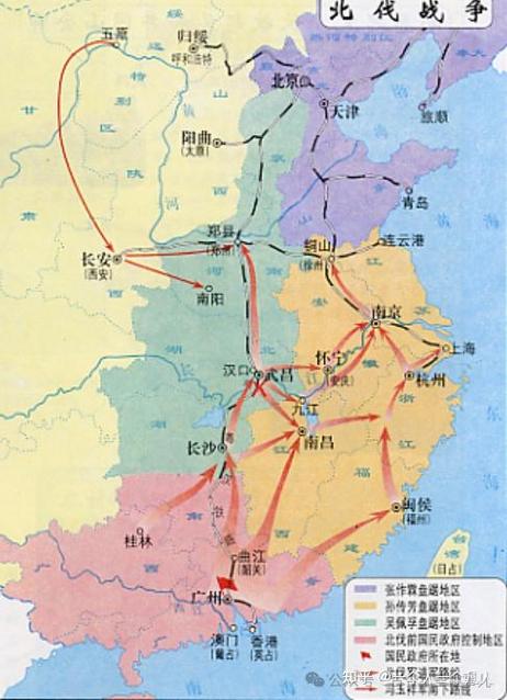 北伐战争进军路线图截图