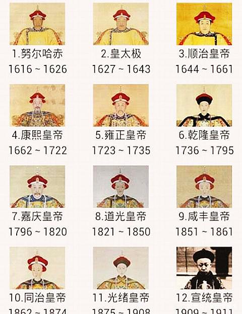 清朝12位帝王