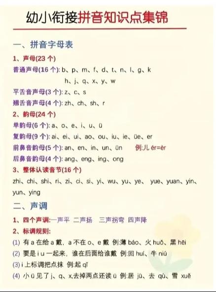 一二三四声调口诀