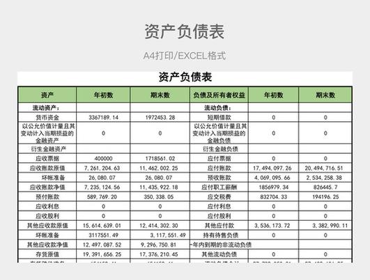 家庭资产负债表模板
