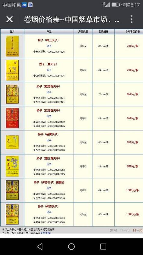 天子烟多少钱一包