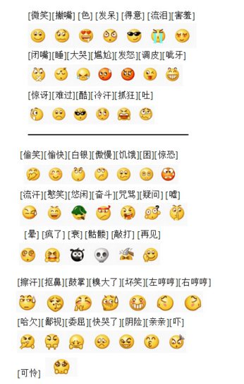 微信打字对应的表情