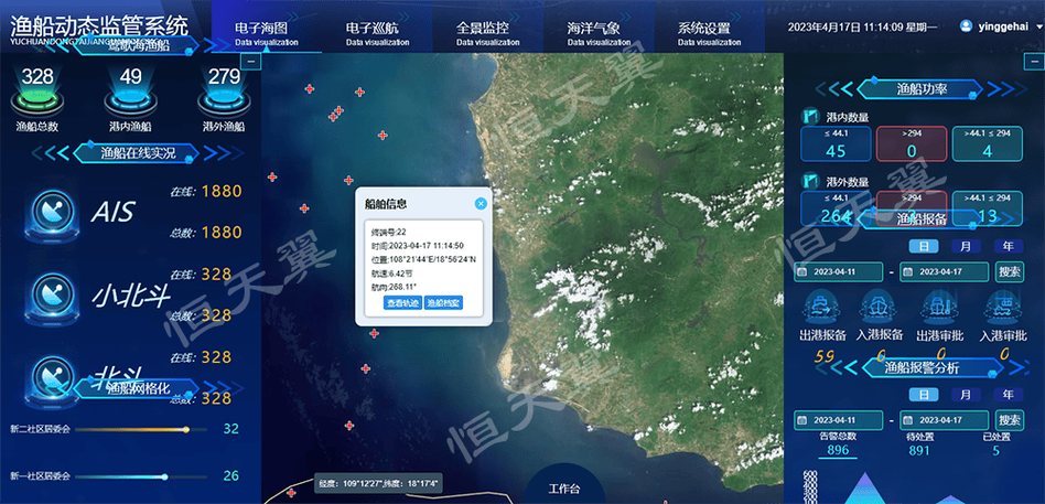 渔船定位监测系统截图