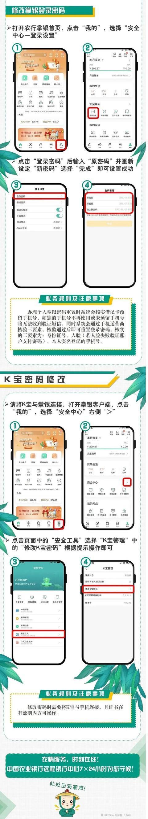 中国农业银行的密码是