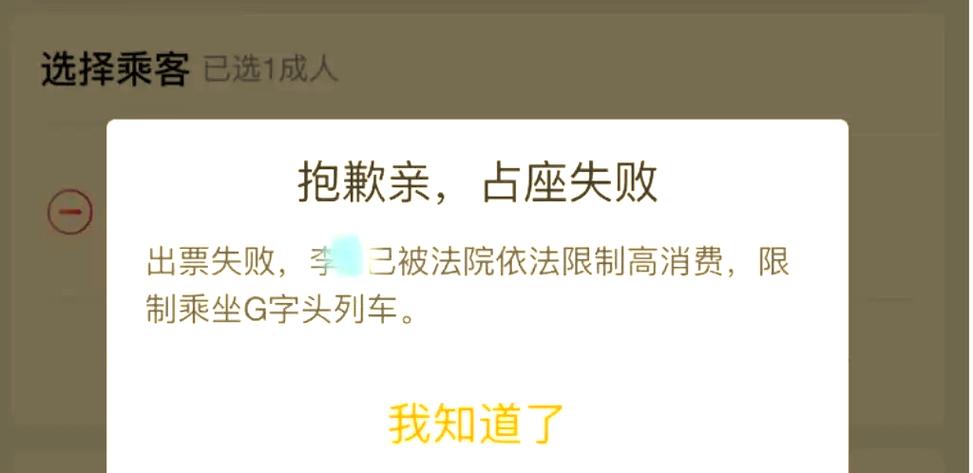 我被限高了居然买了高铁票