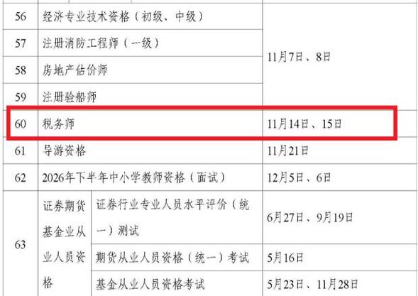 2026税务师报考时间