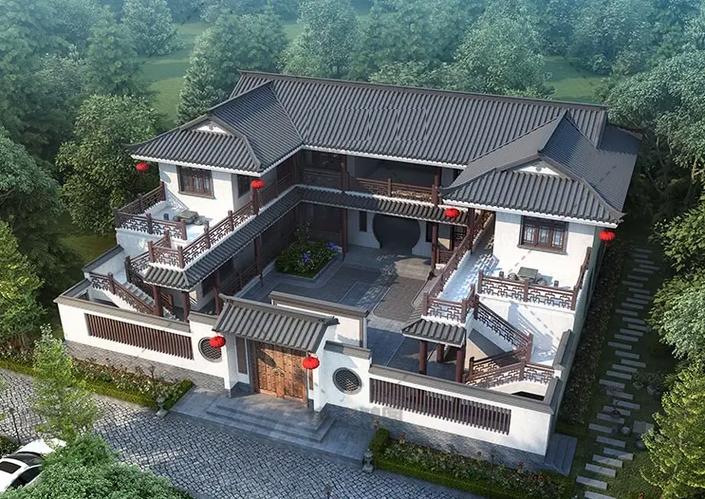 农村一层四合院效果图