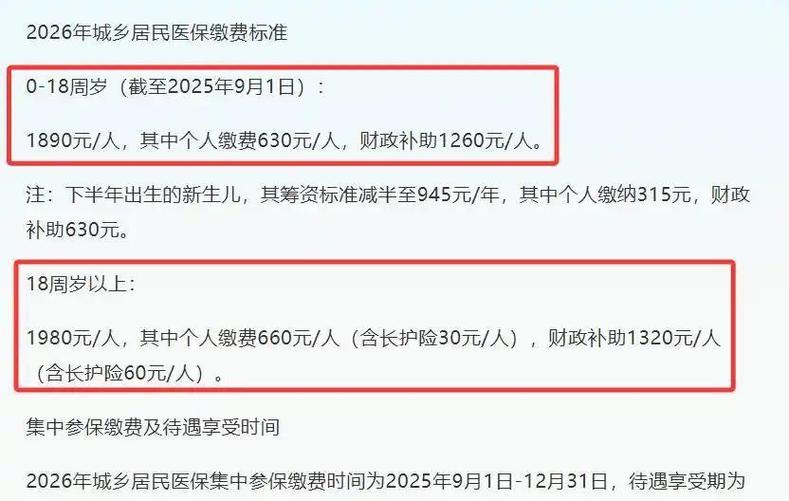 2026年新农合收费标准是多少钱