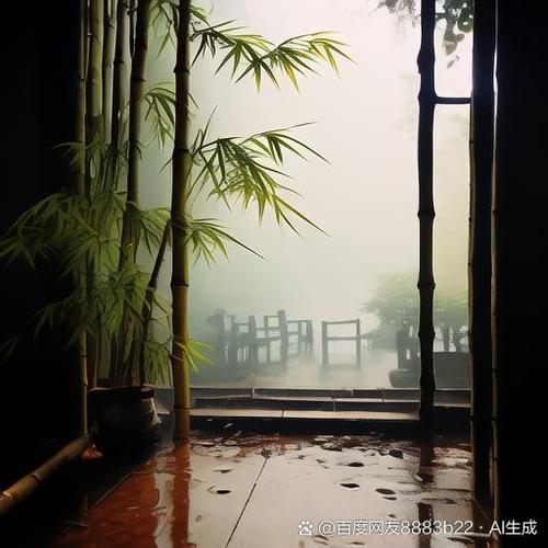 倚窗听雨落,坐看云起时