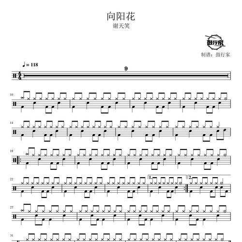 绽放的向阳花鼓打起来