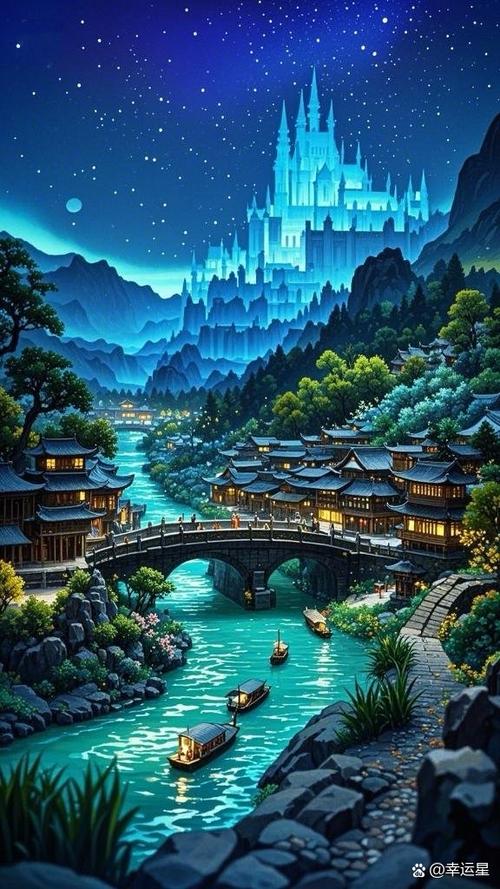 蓝色系古风少女