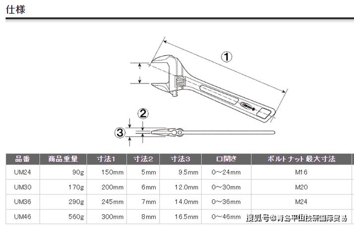 开口扳手的尺寸图纸