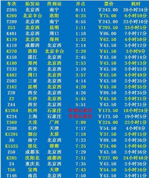 火车时刻表查询app