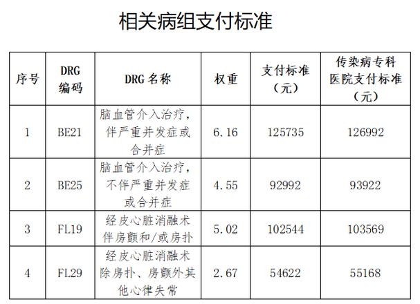 DRG付费标准