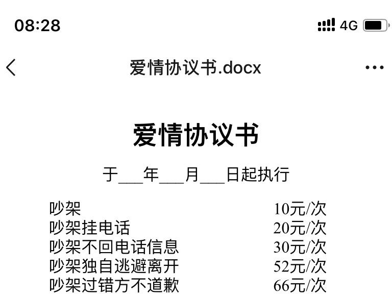 爱情协议书文档下载免费截图