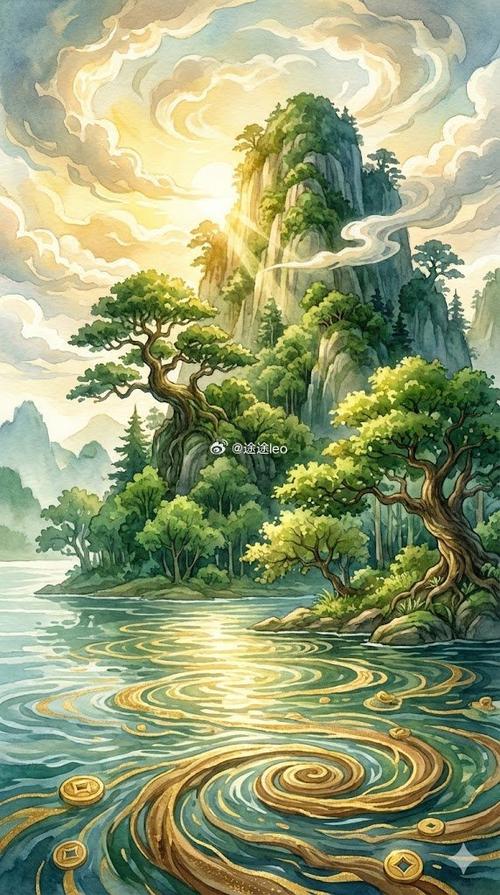 绿色来财背景图片