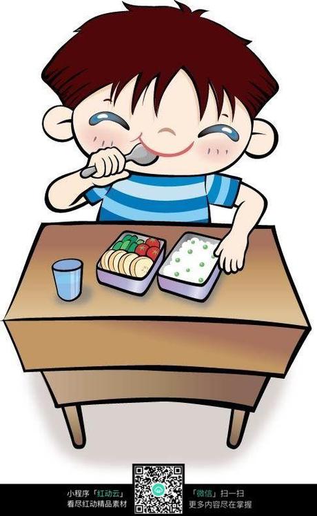 画人吃饭简单图片大全