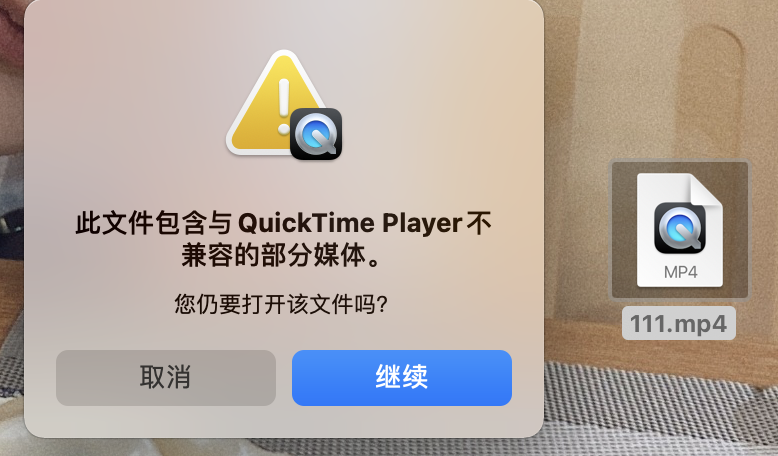 文件与quicktime不兼容