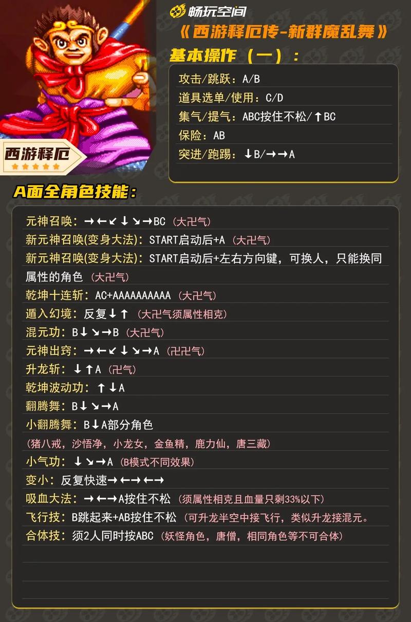 西游记之群魔乱舞出招表