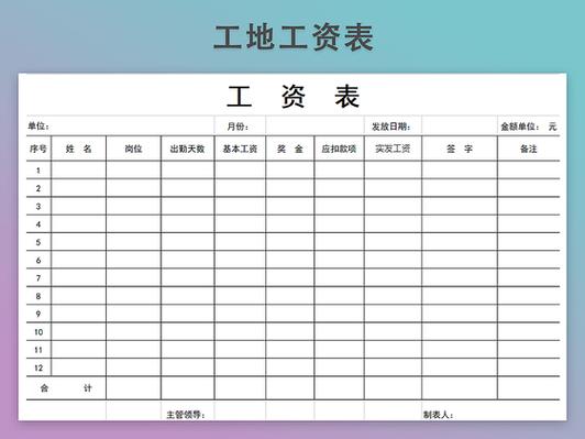 工资发放记录表模板