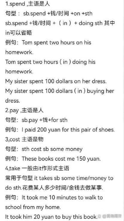 spend时间或金钱(in) doing截图