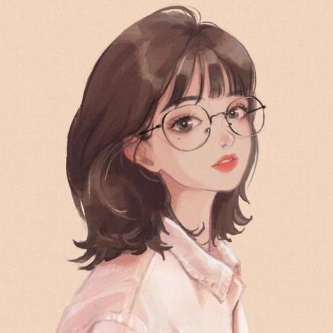 戴眼镜卡通女生头像图片