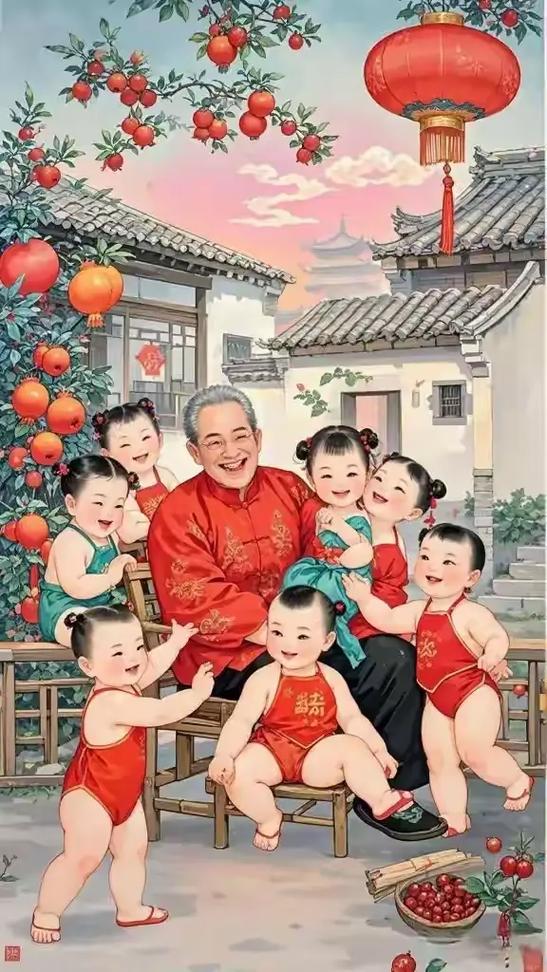 儿孙满堂图片大全