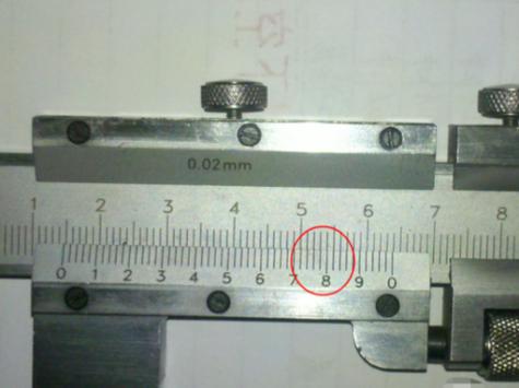 0.02mm的游标卡尺读数