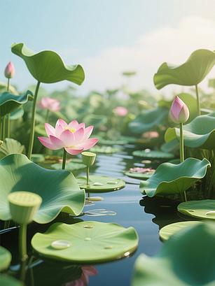 荷花连着莲藕图片大全缩略图