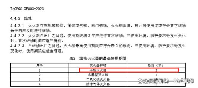 干粉灭火器几年一检