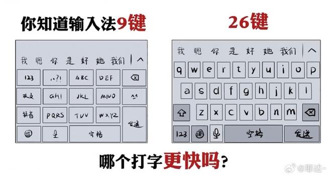 9键打字快还是26键快