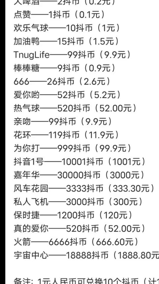 10万抖音币是多少钱缩略图