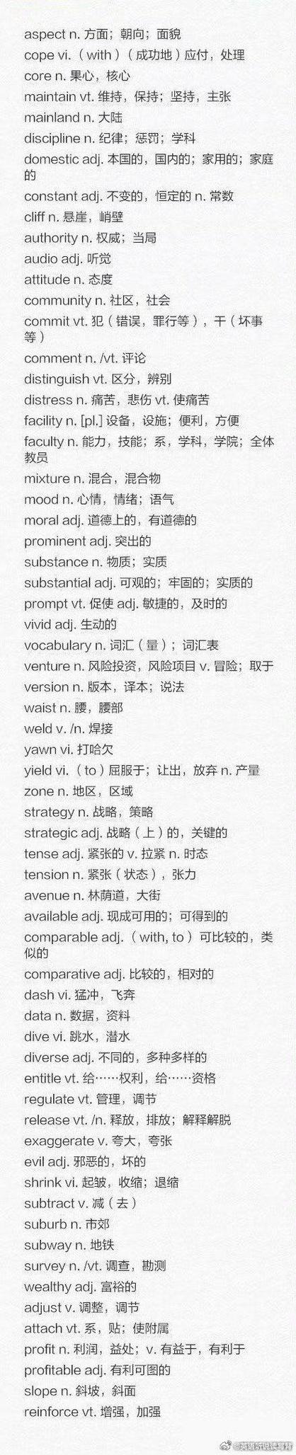 英语四级必考高频单词