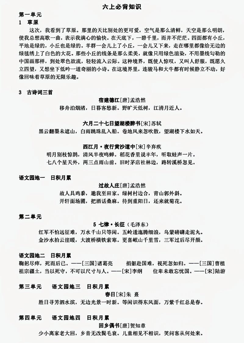 高一语文背诵全部内容