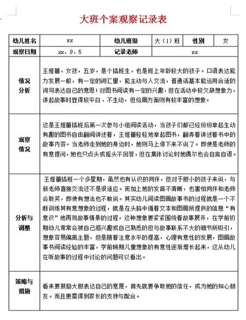 个案观察记录表