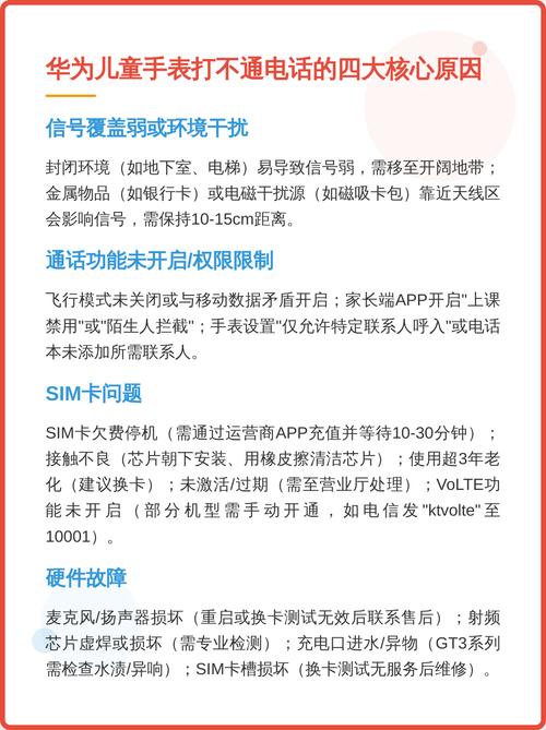 电话手表打不通的原因