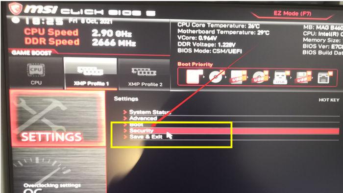 微星b460m启动项