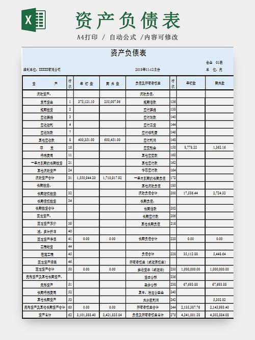 资产负债表空白模板