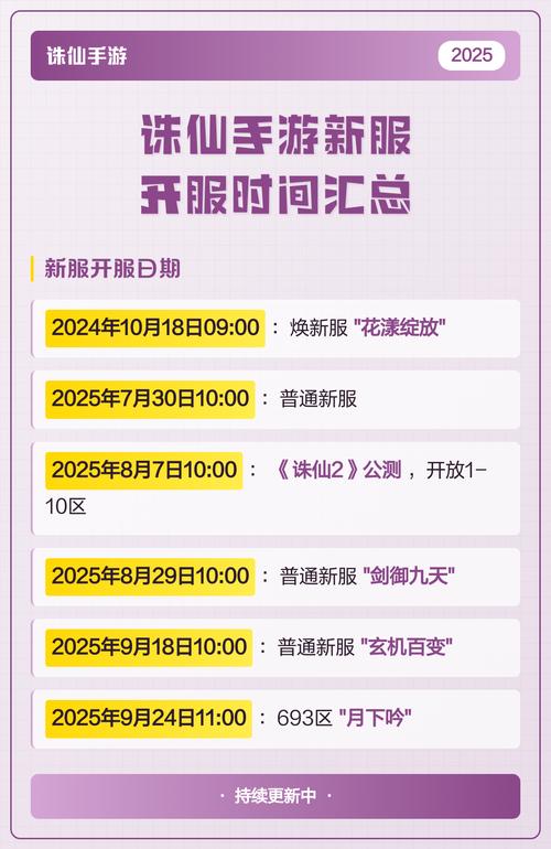 诛仙2手游开服时间表
