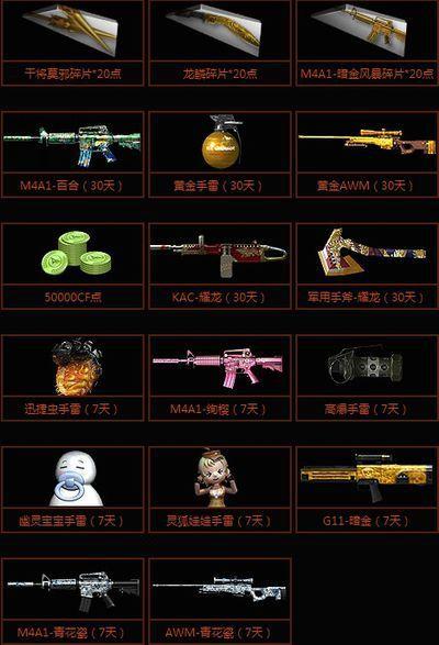 cf英雄武器碎片兑换