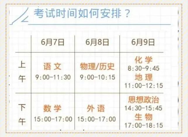 2020高考具体时间