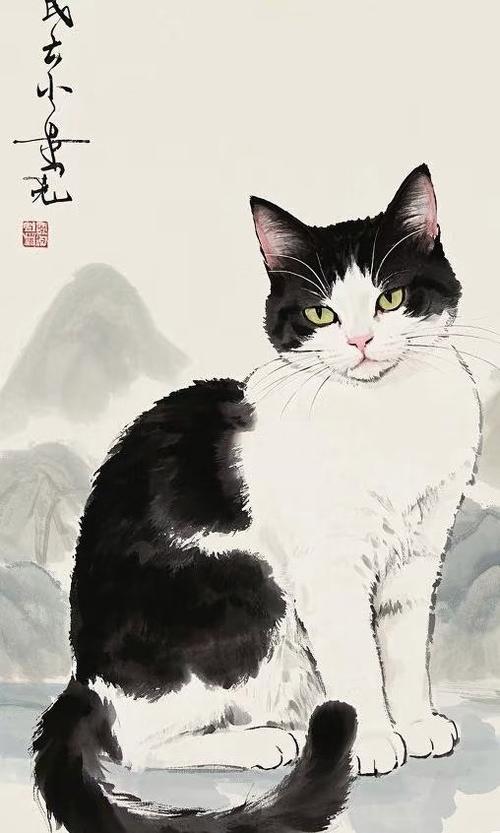 水墨画猫图片图标